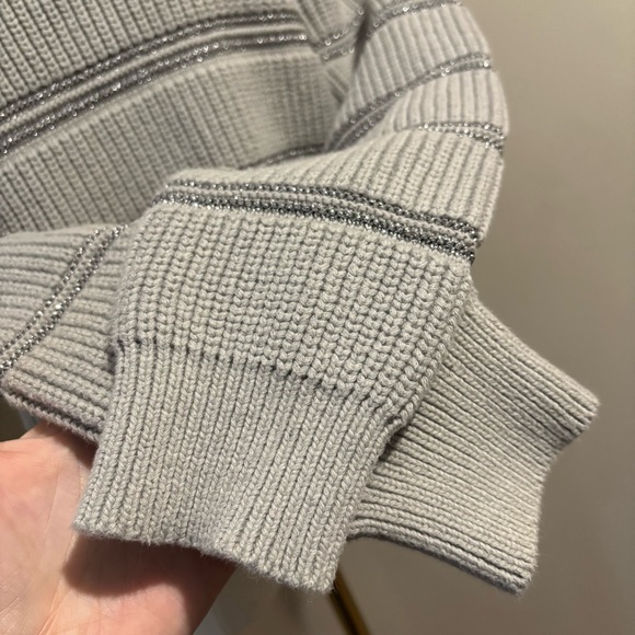 Thread & Supply Gray Seraphina Metallic Stripe Knit Sweater Size Medium - Picture 8 of 14